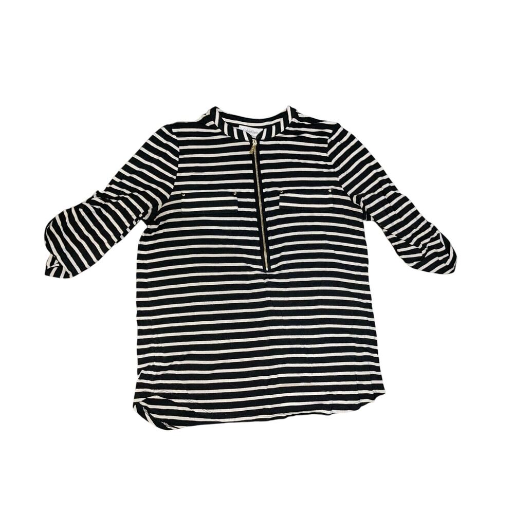 Calvin Klein Striped Jersey Knit Top SZ M Casual Career Office Nautical Coastal